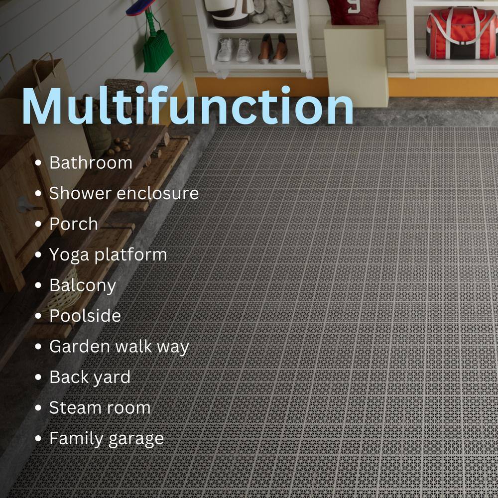 1 ft. x 1 ft. Waterproof Interlocking Deck Tiles All Weather Anti-Slip in Gray (12-Pieces)