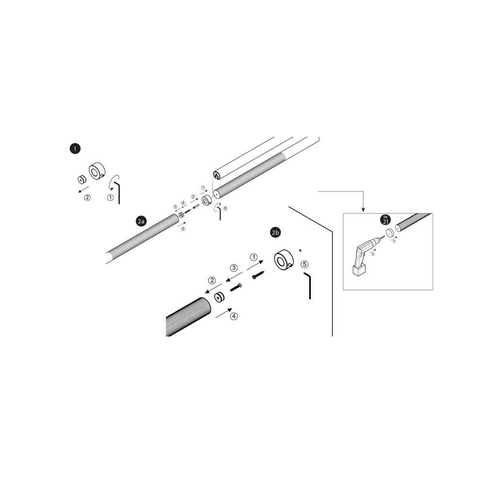 Dolle Prova PA8 Powder Coated Steel Handrail Connector-Wall Terminal