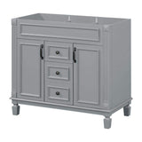 FUNKOL 35.9 x 17.9 x 34 In. Gray Vertical Bathroom Cabinet with 2 Drawers and 2 Soft Close Doors, Top Sink Not Included