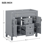 FUNKOL 35.9 x 17.9 x 34 In. Gray Vertical Bathroom Cabinet with 2 Drawers and 2 Soft Close Doors, Top Sink Not Included