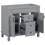 FUNKOL 35.9 x 17.9 x 34 In. Gray Vertical Bathroom Cabinet with 2 Drawers and 2 Soft Close Doors, Top Sink Not Included