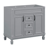 FUNKOL 35.9 x 17.9 x 34 In. Gray Vertical Bathroom Cabinet with 2 Drawers and 2 Soft Close Doors, Top Sink Not Included