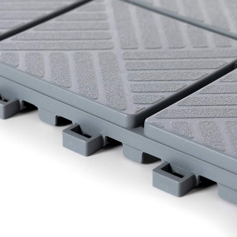 Gardenised Gray Plastic Interlocking Garden Path Tiles Outdoor Flooring Decorative Floor Grass Paver (Pack of 5)