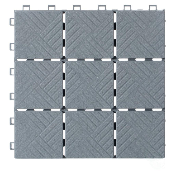 Gardenised Gray Plastic Interlocking Garden Path Tiles Outdoor Flooring Decorative Floor Grass Paver (Pack of 5)