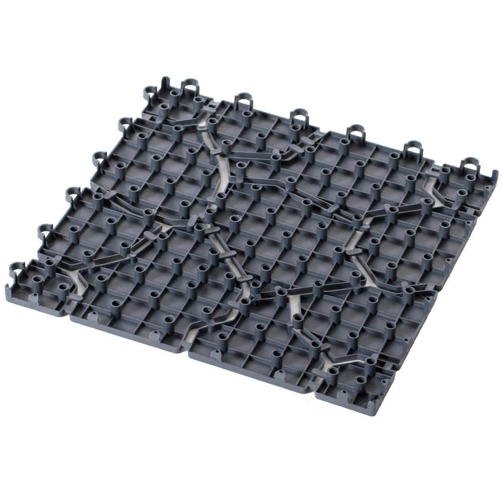 Gardenised Gray Plastic Garden Path Track Interlocking Stone Look Design Pathway Tile Floor Paver (Pack of 4)