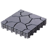 Gardenised Gray Plastic Garden Path Track Interlocking Stone Look Design Pathway Tile Floor Paver (Pack of 4)