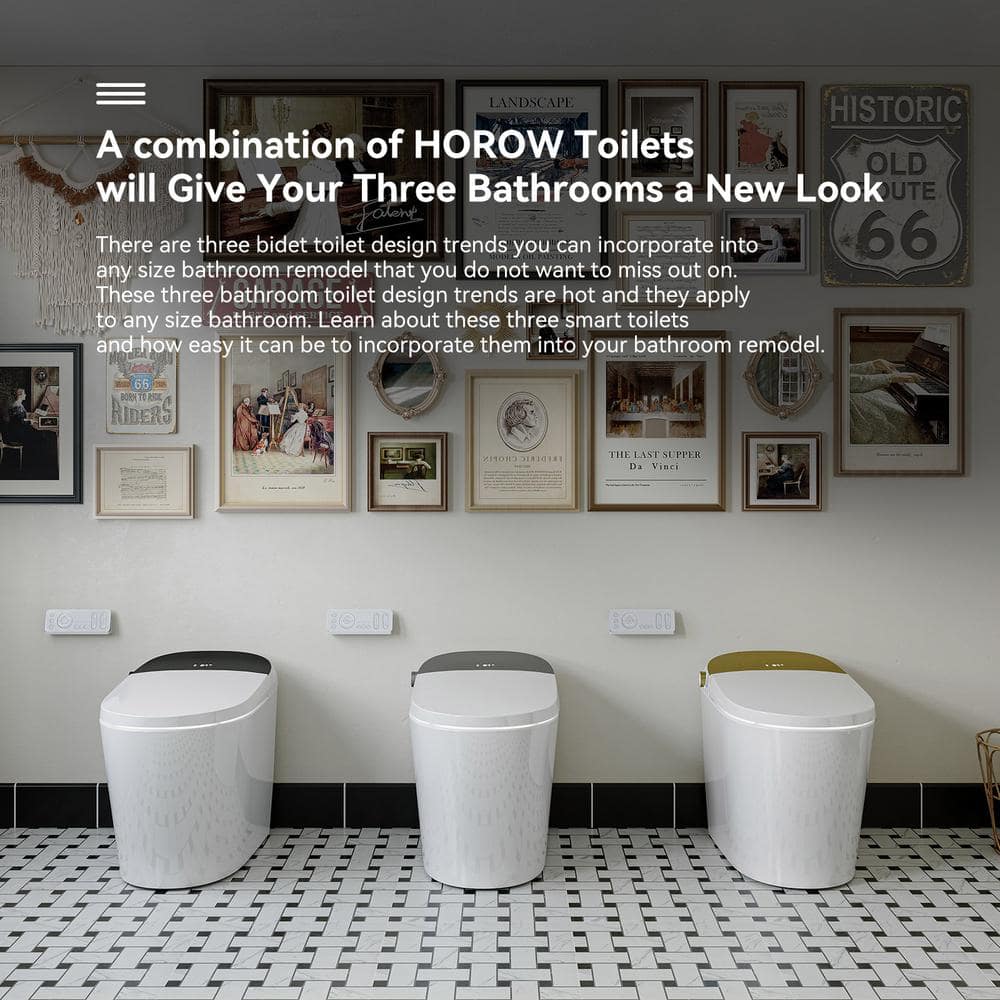HOROW T03 Family Smart Bidet Toilet with Auto Flush and Warm Air Dryer - 1.27 GPF