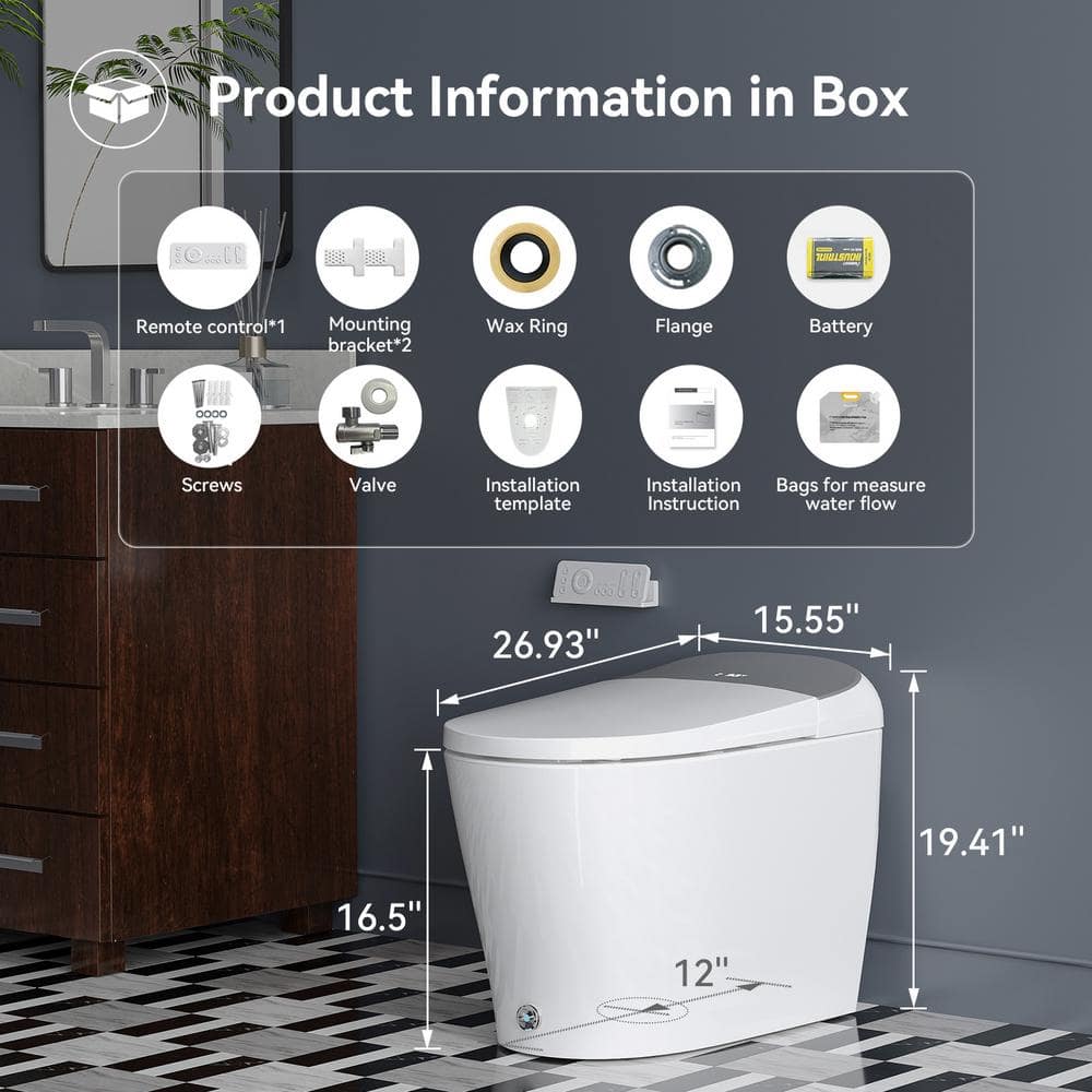 HOROW T03 Tankless Smart Toilet Bidet with Auto Features & UV Sterilization