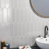 Saloni Gray 2.95 in. x 11.81 in. Polished Picket Ceramic Wall Tile (5.91 sq. ft./Case) by Ivy Hill Tile
