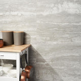 Essential Travertine Black 23.50 in. x 47.08 in. Porcelain Floor and Wall Tile (15.49 sq. ft./Case)