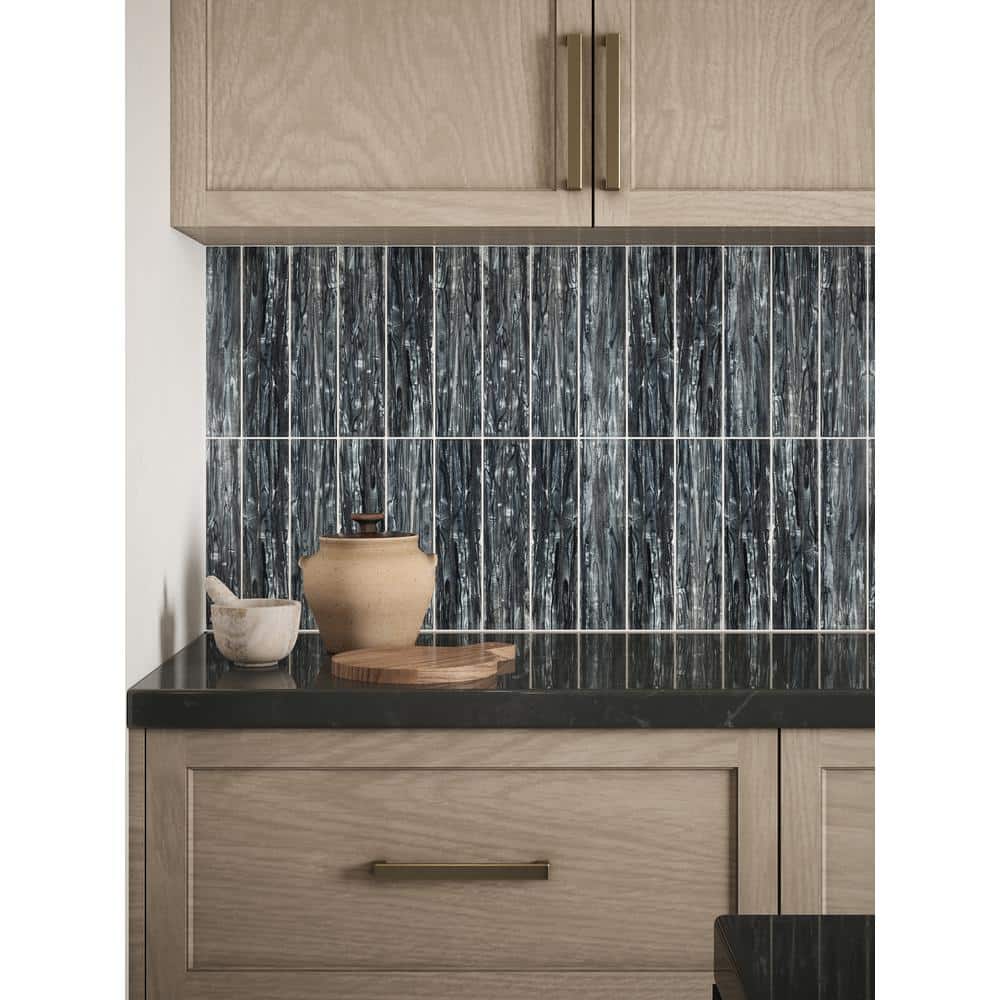 Jeffrey Court Abalone Gray 3 in. x 12 in. Glossy Glass Wall Tile (1 sq. ft. / Pack)