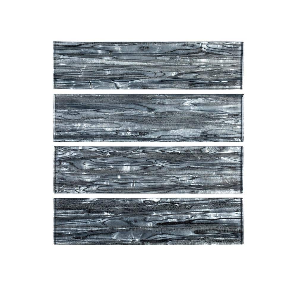Jeffrey Court Abalone Gray 3 in. x 12 in. Glossy Glass Wall Tile (1 sq. ft. / Pack)