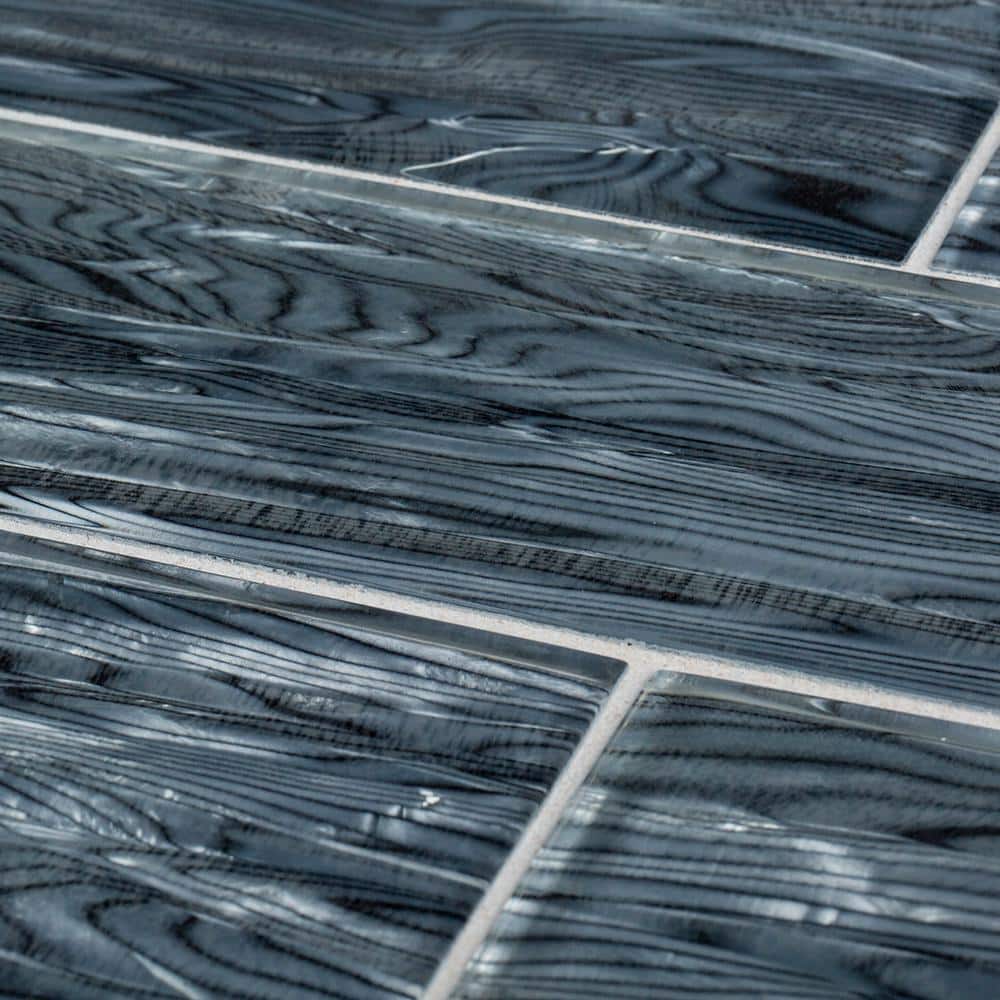 Jeffrey Court Abalone Gray 3 in. x 12 in. Glossy Glass Wall Tile (1 sq. ft. / Pack)