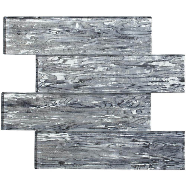 Jeffrey Court Abalone Gray 3 in. x 12 in. Glossy Glass Wall Tile (1 sq. ft. / Pack)