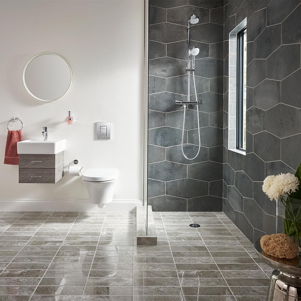 Jeffrey Court Castle Rock Gray 9.5 in. x 19.25 in. Matte Porcelain Hexagon Floor and Wall Tile (12.15 sq. ft. / case)