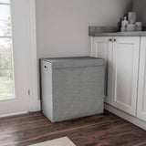 Lavish Home Collapsible Double Laundry Hamper with Lid and Removable Mesh Liners