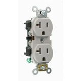 Leviton 20 Amp Industrial Grade Heavy Duty Self-Grounding Duplex Outlet, Gray (NEMA 5-20R)
