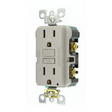 Leviton 15 Amp Self-Test SmartlockPro Slim Duplex GFCI Outlet, Gray, R03-GFNT1-KGY