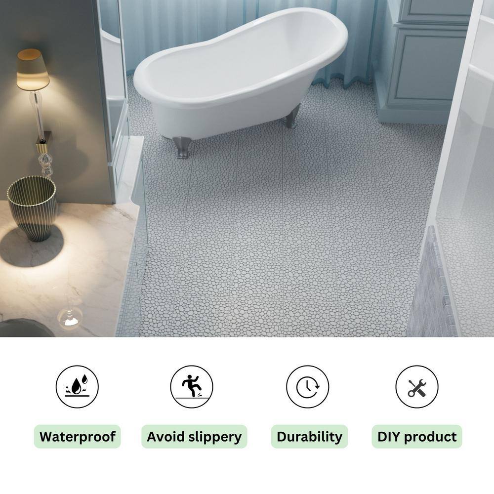 LIVIZA 1 ft. x 1 ft. Anti-Slip Plastic Deck Tile in Gray (12-Piece), Pebble Stone Pattern