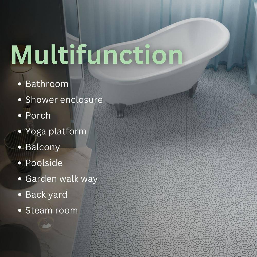 LIVIZA 1 ft. x 1 ft. Anti-Slip Plastic Deck Tile in Gray (12-Piece), Pebble Stone Pattern