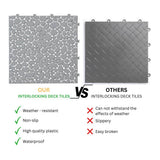 LIVIZA 1 ft. x 1 ft. Anti-Slip Plastic Deck Tile in Gray (60-Piece), Pebble Stone Pattern