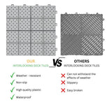 LIVIZA 1 ft. x 1 ft. Anti-Slip Plastic Deck Tile in Gray (60-Piece), Rosette Pattern