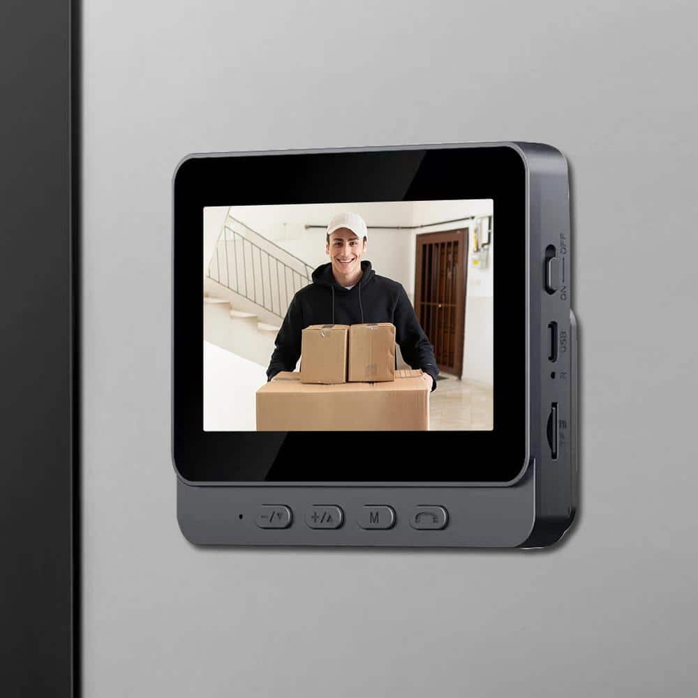 Lukyamzn 4.3 in. Wireless Hardwired IPS Color Screen Digital Doorbell Camera 1080P IR Video Intercom with Night Vision in Gray
