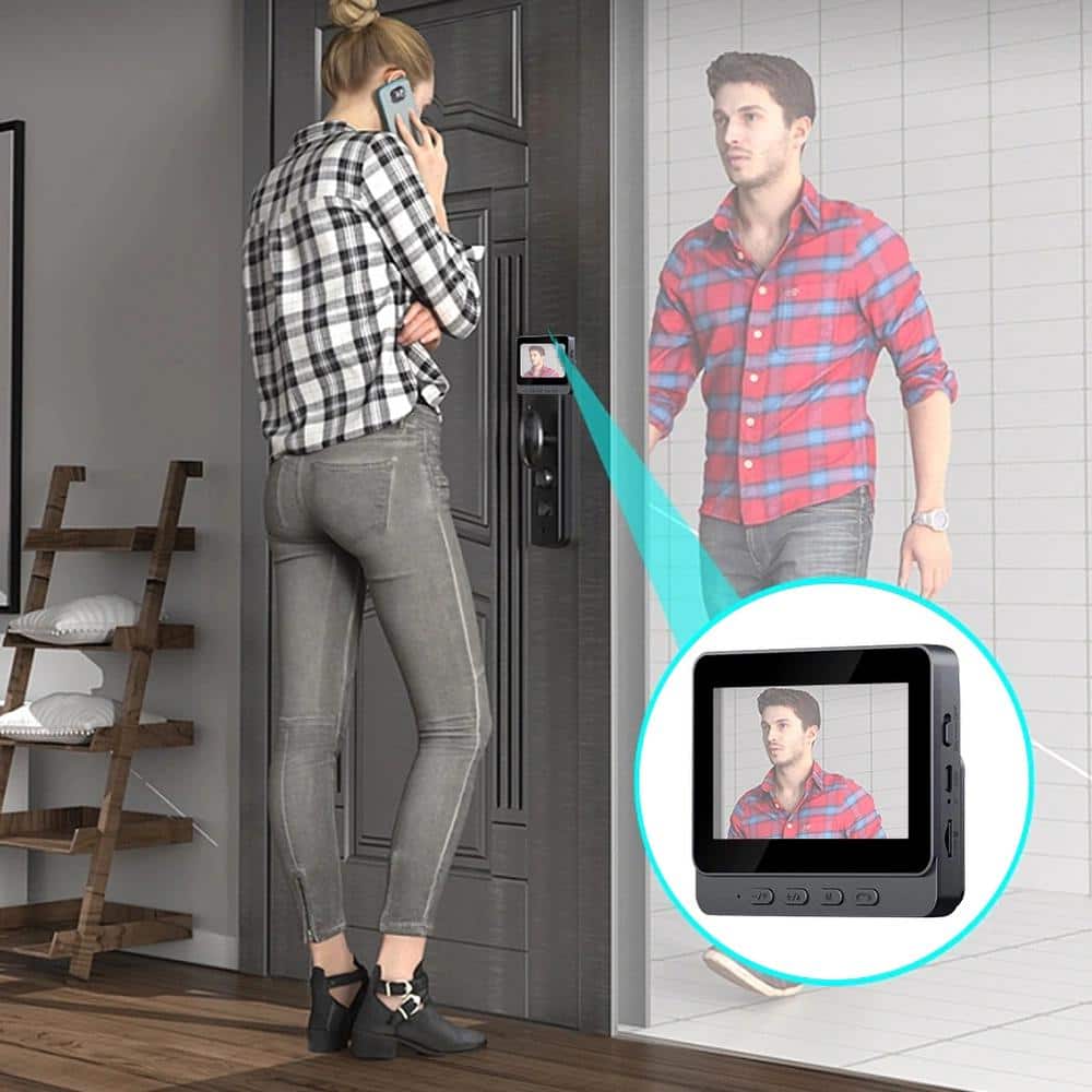 Lukyamzn 4.3 in. Wireless Hardwired IPS Color Screen Digital Doorbell Camera 1080P IR Video Intercom with Night Vision in Gray