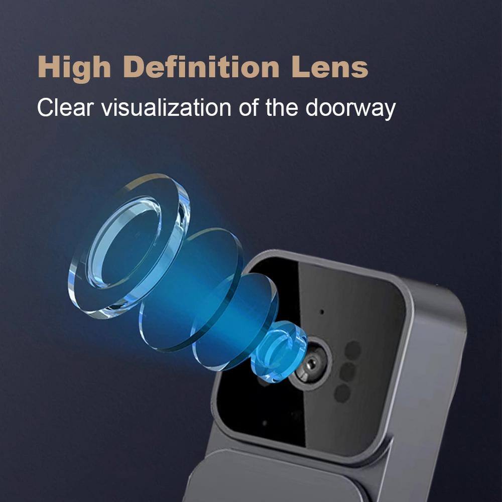 Lukyamzn 4.3 in. Wireless Hardwired IPS Color Screen Digital Doorbell Camera 1080P IR Video Intercom with Night Vision in Gray