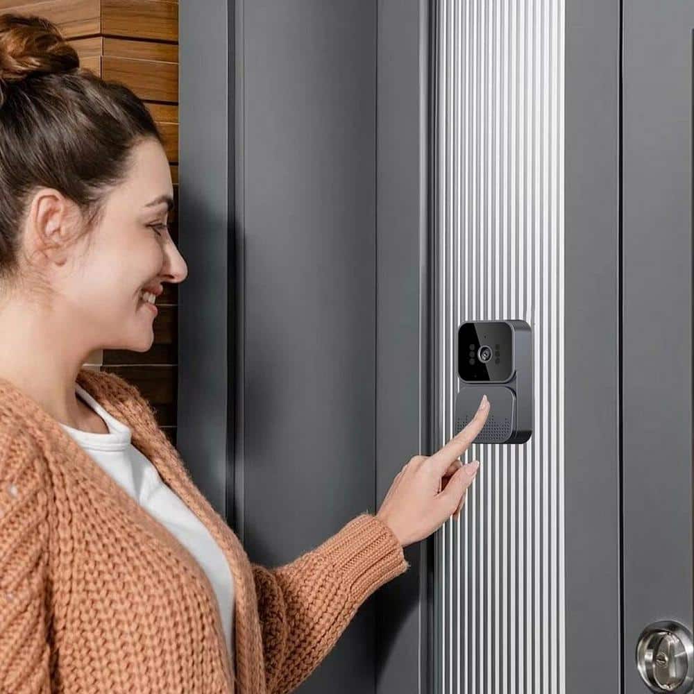 Lukyamzn 4.3 in. Wireless Hardwired IPS Color Screen Digital Doorbell Camera 1080P IR Video Intercom with Night Vision in Gray