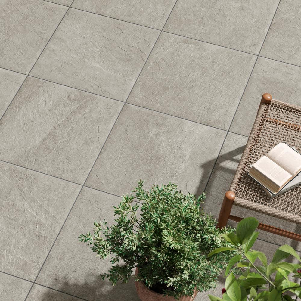 Slate Gray 24 in. x 24 in. x 3/4 in. Stone-Look Porcelain Paver (Case of 2)
