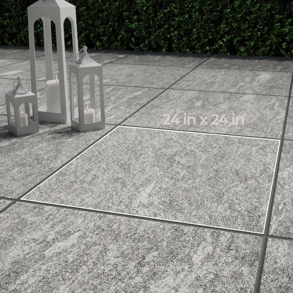 Corso Italia Alpe Gray 24 in. x 24 in. x 0.75 in. Quartzite Stone Look Porcelain Paver