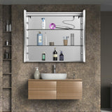tunuo 42 in. W x 36 in. H Rectangular Aluminum Big Storage Surface Mount Medicine Cabinet with Mirror in Grey and USB Outlet