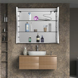 tunuo 42 in. W x 36 in. H Rectangular Aluminum Big Storage Surface Mount Medicine Cabinet with Mirror in Grey and USB Outlet