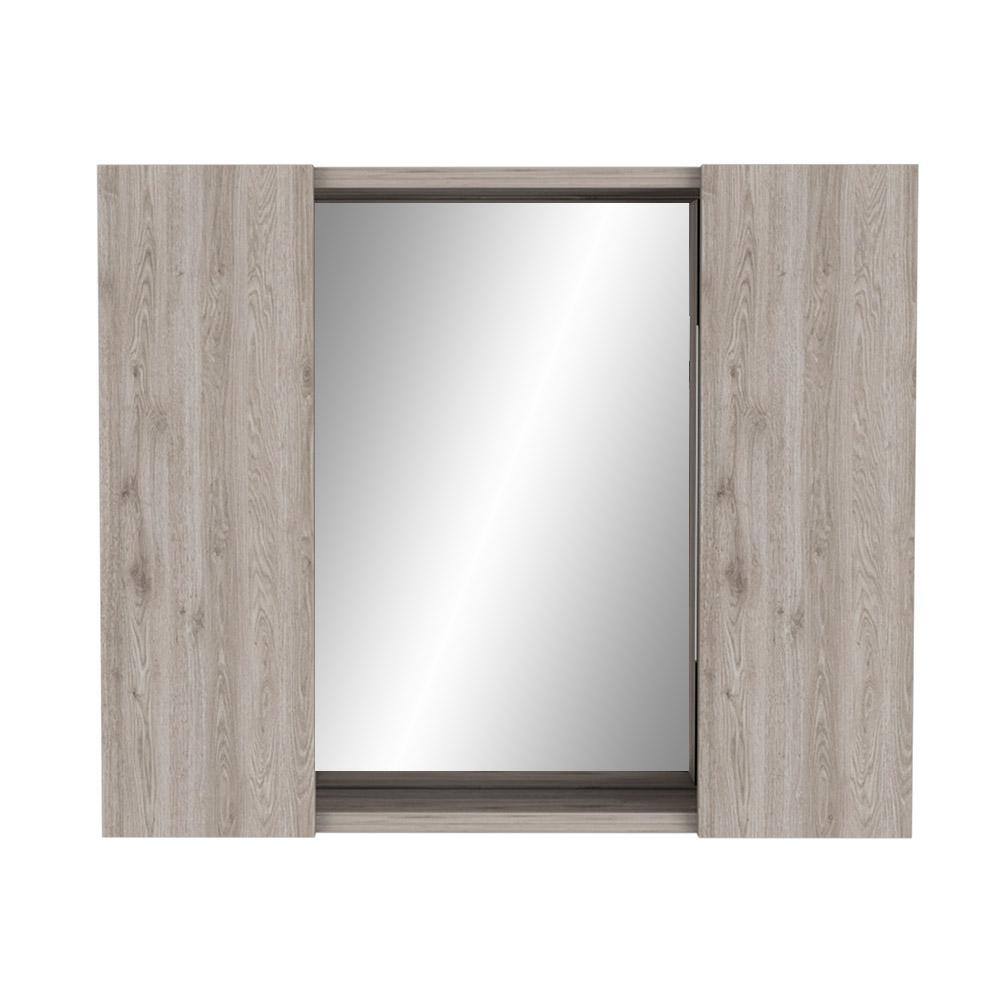Cesicia 23.6 in. W x 19.5 in. H Rectangular Gray Particle Board Double Door Medicine Cabinet with Mirror