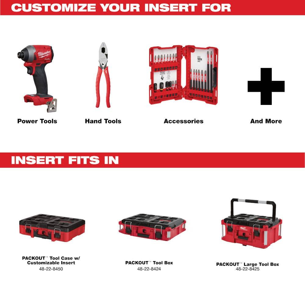 Milwaukee PACKOUT Customizable Foam Insert, 13.23 in. x 23.46 in. x 1.77 in. (Fits 48-22-8424/8425/8450)
