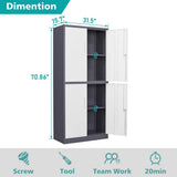 Mlezan Metal Storage Cabinet 70.9" H x31.5" W 15.7" D in Gray White Steel Cabinet with 4 Shelves 4 Doors and Lock