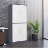 Mlezan Metal Storage Cabinet 70.9" H x31.5" W 15.7" D in Gray White Steel Cabinet with 4 Shelves 4 Doors and Lock