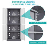 Mlezan Metal Storage Cabinet 70.9" H x31.5" W 15.7" D in Gray White Steel Cabinet with 4 Shelves 4 Doors and Lock