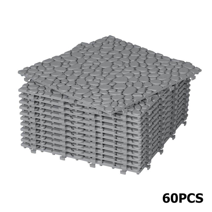 YOFE 1 ft. x 1 ft. All-Weather Outdoor Plastic Composite Interlocking Deck Tiles in Gray, Waterproof, Anti-Slip (60 Per Case)