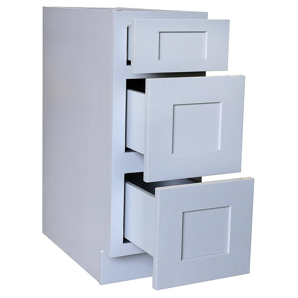 Plywell Ready to Assemble 33x34.5x24 in. Shaker Base Drawer with 1 Standard Drawer with 2 Deep Drawers in Gray