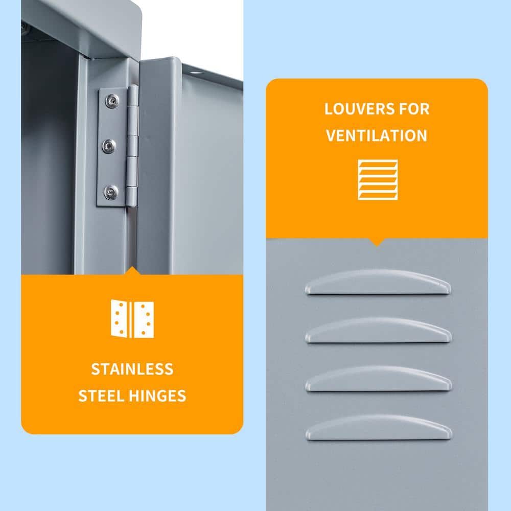 Mlezan 5-Tier Shelf Metal Locker for Employees Students Storage Cabinet Locker in Gray