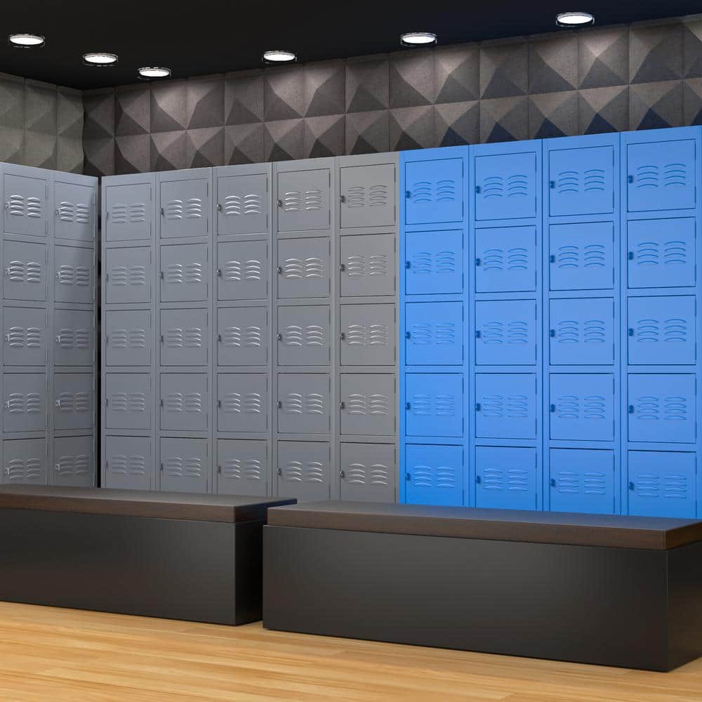 Mlezan 5-Tier Shelf Metal Locker for Employees Students Storage Cabinet Locker in Gray
