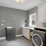 Presenza All-in-One 22 in. x 18 in. x 33.8 in. Stainless Steel Drop-In Sink and Cabinet with Faucet in Gray