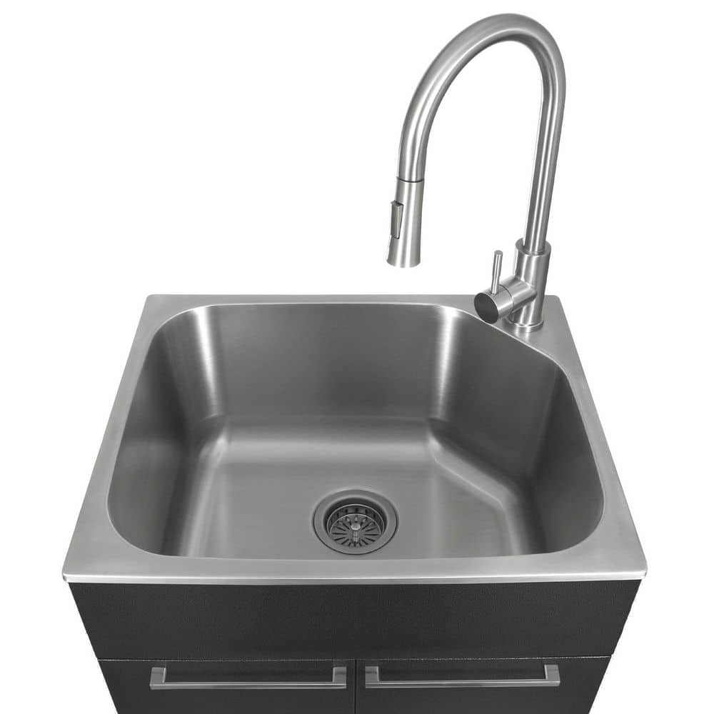 Presenza All-in-One Stainless Steel Drop-In Sink and Cabinet with Faucet in Gray