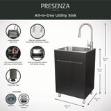 Presenza All-in-One Stainless Steel Drop-In Sink and Cabinet with Faucet in Gray