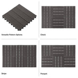 Pure Garden 1 ft. W x 1 ft. L 6 Patio Tiles Wood/Polypropylene Interlocking Deck Tile Flooring in Gray
