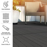 Pure Garden 1 ft. W x 1 ft. L 6 Patio Tiles Wood/Polypropylene Interlocking Deck Tile Flooring in Gray