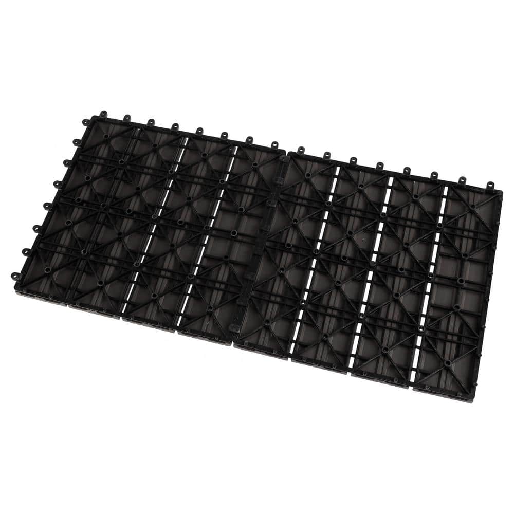 Pure Garden 1 ft. W x 1 ft. L 6 Patio Tiles Wood/Polypropylene Interlocking Deck Tile Flooring in Gray
