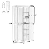 30 in. W x 14 in. D x 72.4 in. H Gray MDF Freestanding Ready to Assemble Kitchen Cabinet Storage with 4 Doors